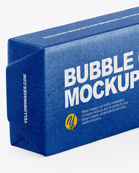 Chewing Bubble Gum Pads Kraft Packaging Mockup - Half Side View