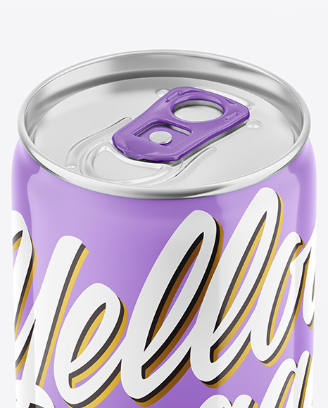 Metallic Drink Can With Glossy Finish Mockup