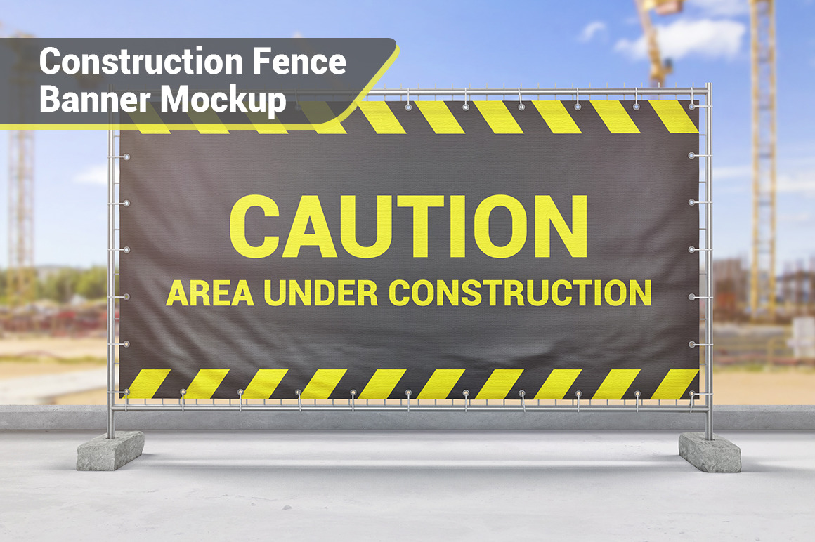 Construction Fence Banner Mockup