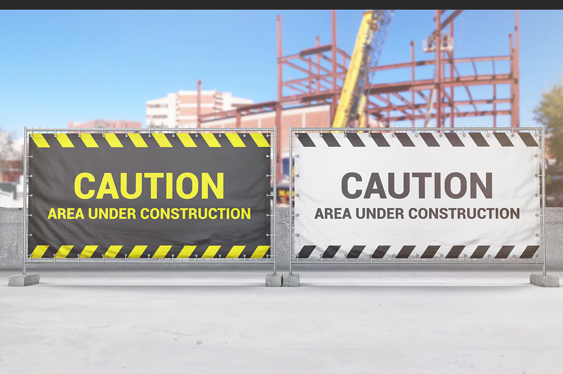 Construction Fence Banner Mockup