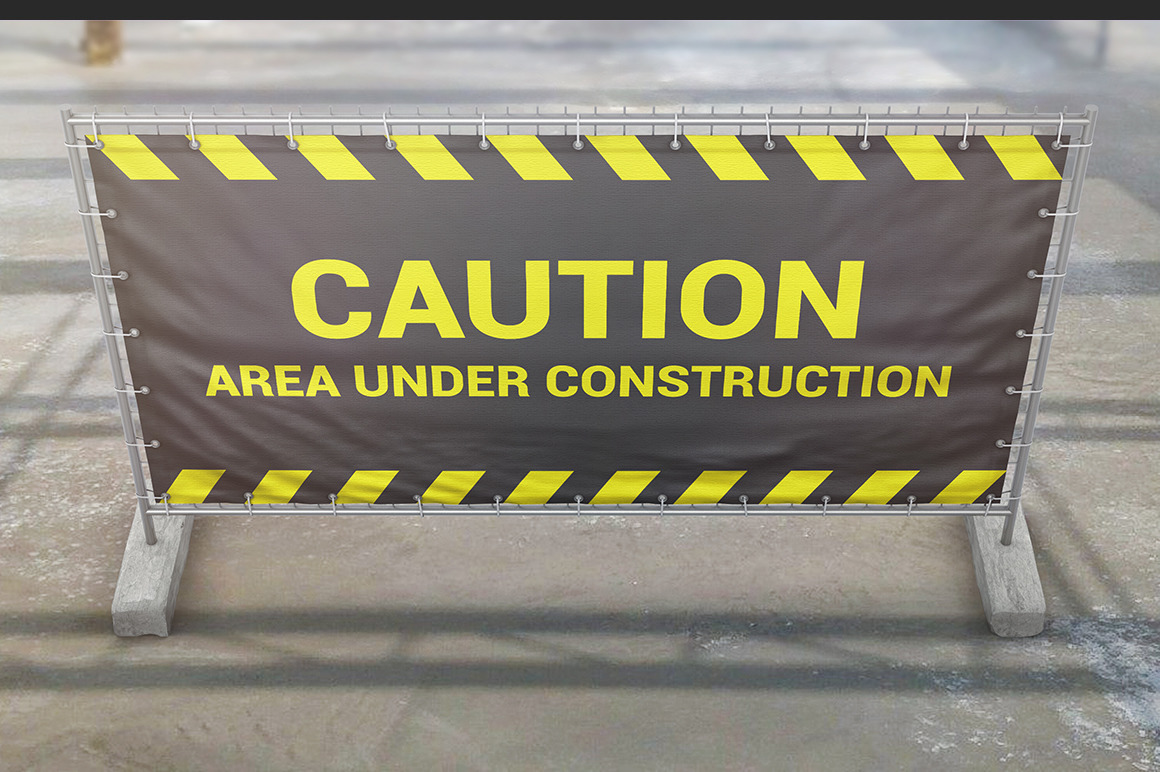 Construction Fence Banner Mockup