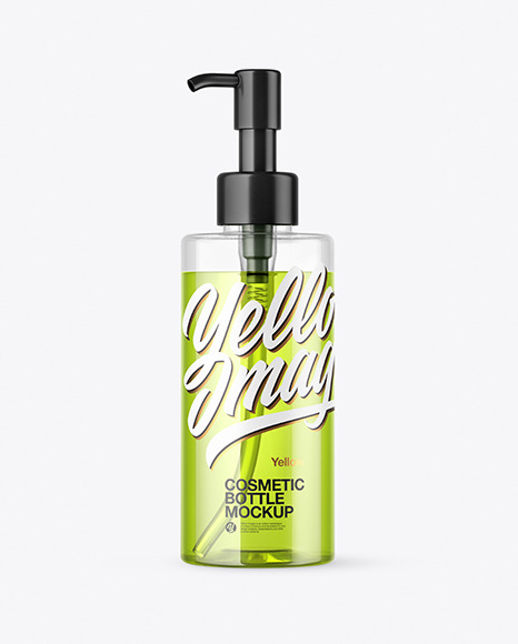Clear Cosmetic Bottle with Pump Mockup - Hand soap