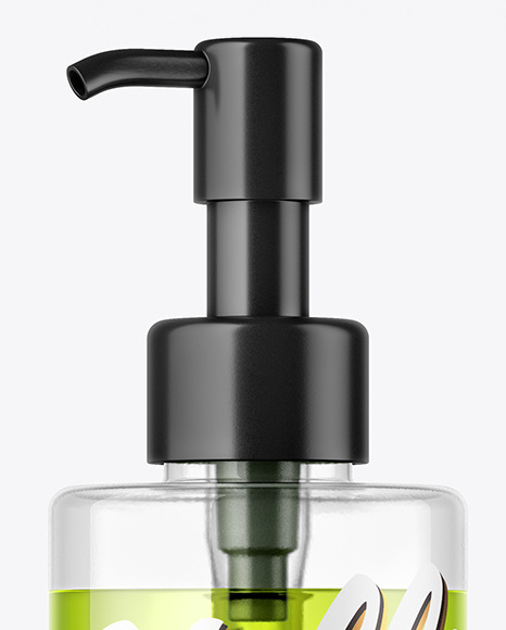 Clear Cosmetic Bottle with Pump Mockup Clear Cosmetic Bottle with Pump Mockup