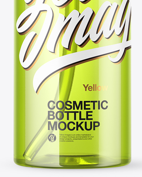Clear Cosmetic Bottle with Pump Mockup Clear Cosmetic Bottle with Pump Mockup