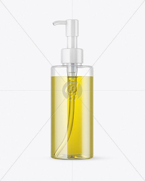 Clear Cosmetic Bottle with Oil Mockup