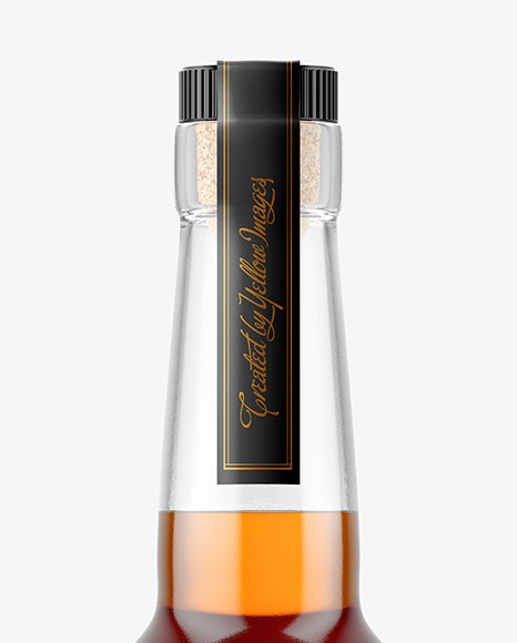 Clear Glass Bottle with Whisky Mockup