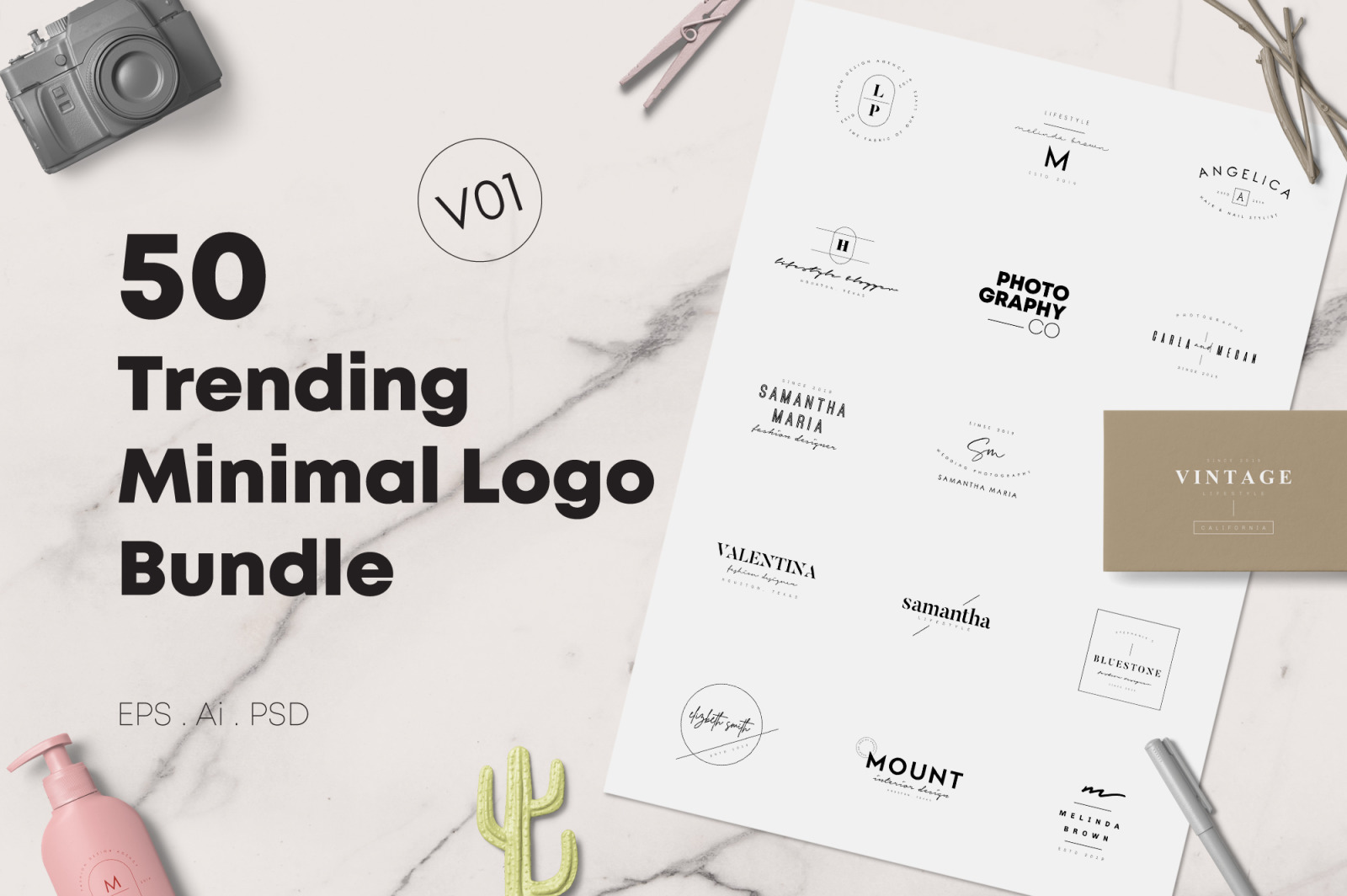 50 Trending Minimal Logo Bundle V01