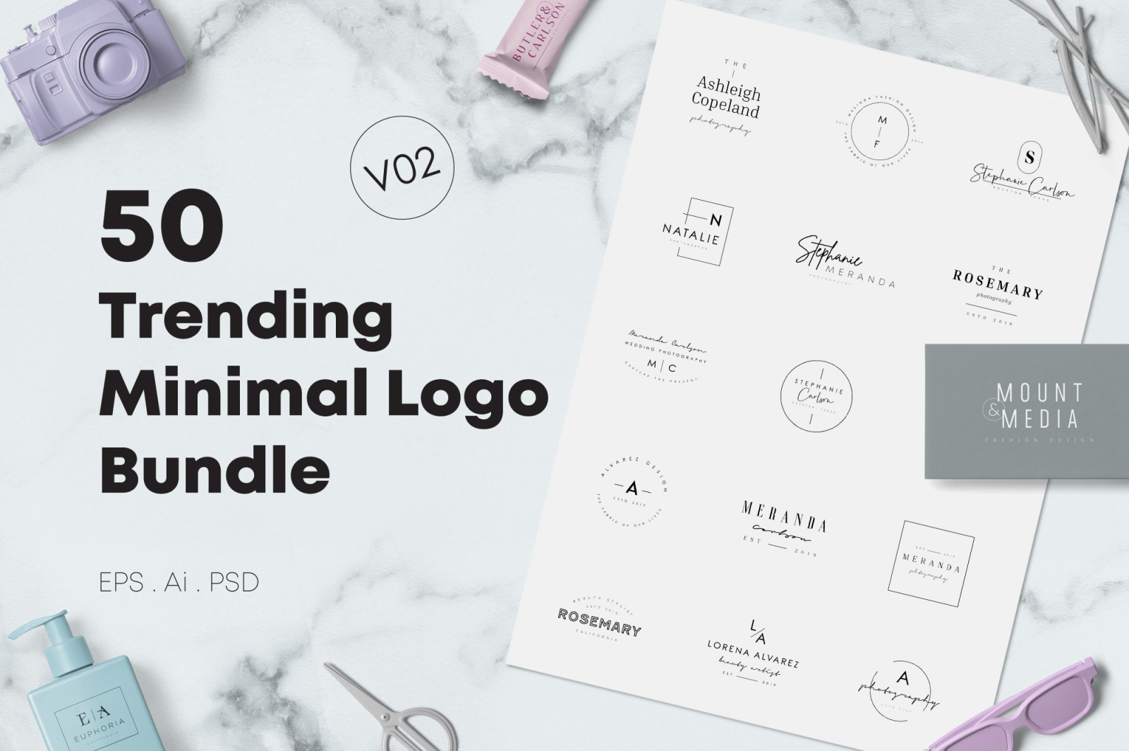 50 Trending Minimal Logo Bundle V02