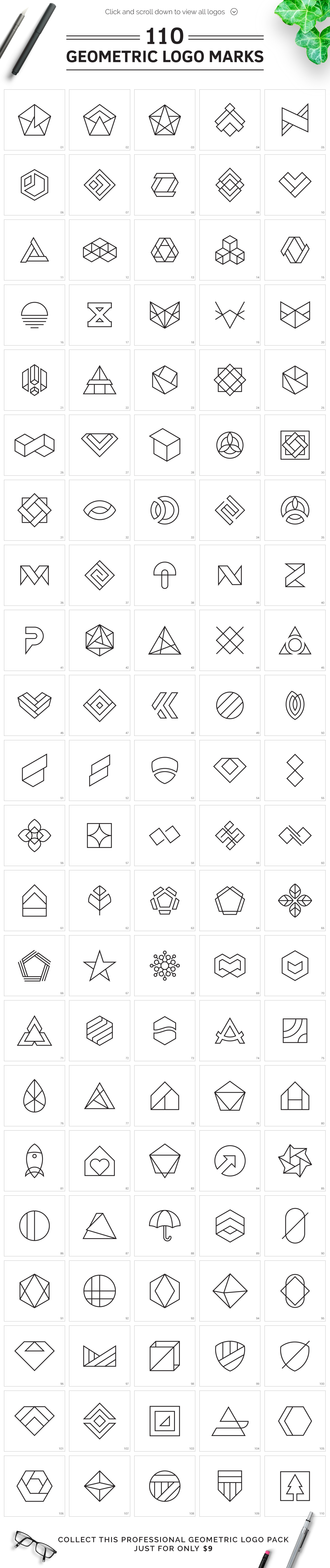 110 Geometric Logo Pack