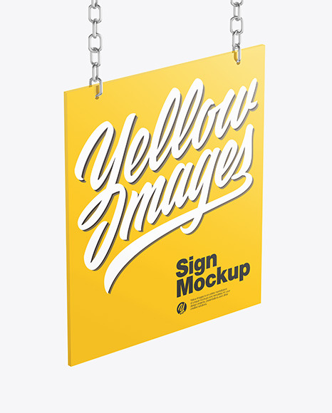 Sign w/ Metallic Chain Mockup