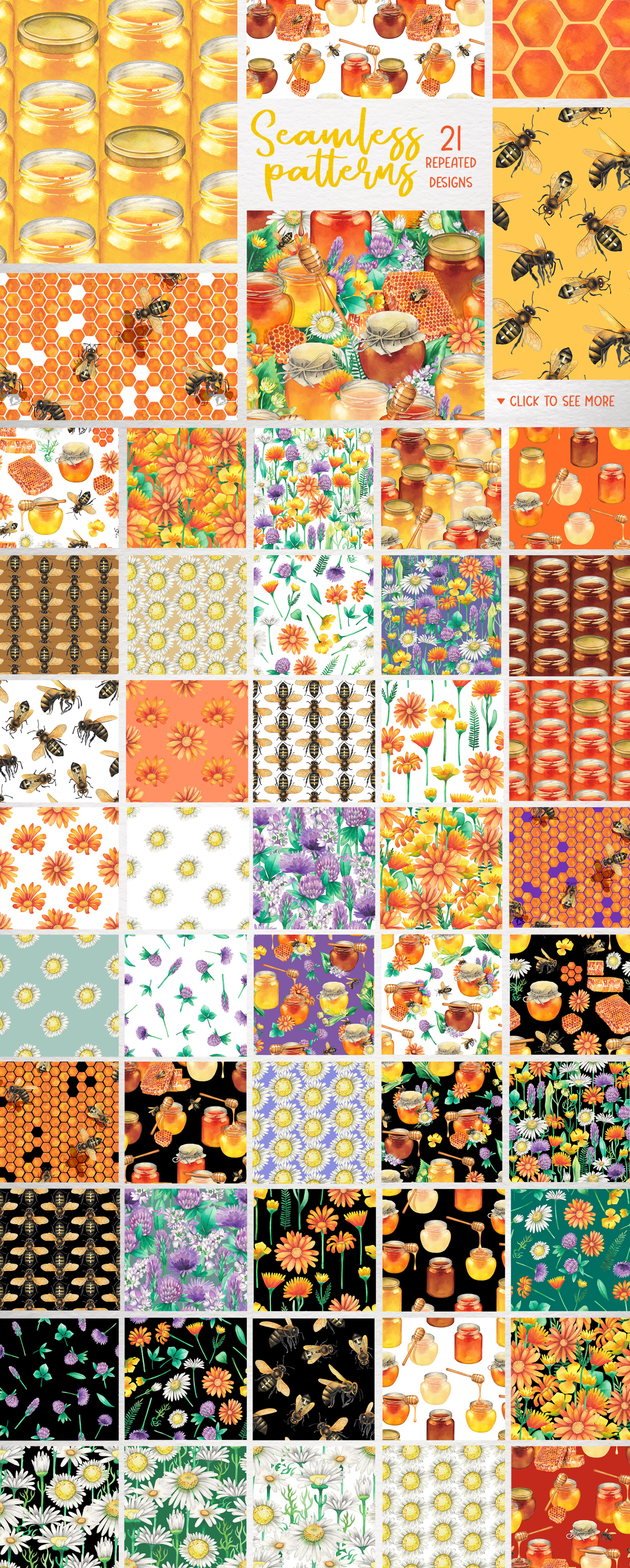 Watercolor honey collection Watercolor honey collection
