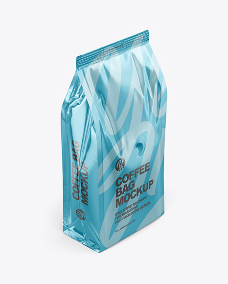 Metallic Coffee Bag Mockup - Half Side View