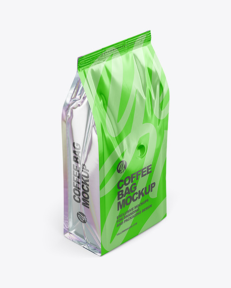 Metallic Coffee Bag Mockup - Half Side View