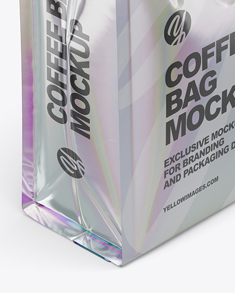 Metallic Coffee Bag Mockup - Half Side View