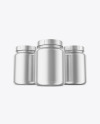 Three Metallic Protein Jars Mockup