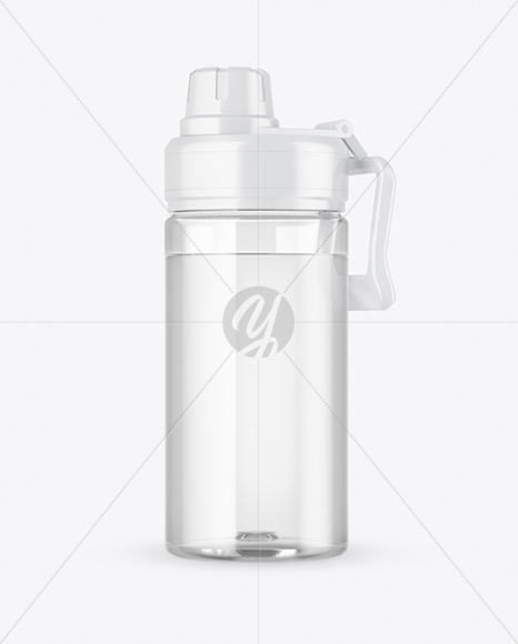 Clear Sport Bottle with Water Mockup