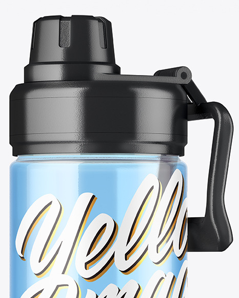 Blue Sport Bottle with Water Mockup