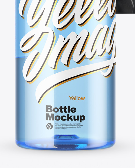 Blue Sport Bottle with Water Mockup