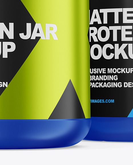 Three Matte Protein Jars Mockup