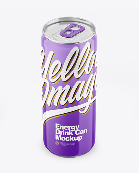 Metallic Drink Can With Glossy Finish And Condensation Mockup