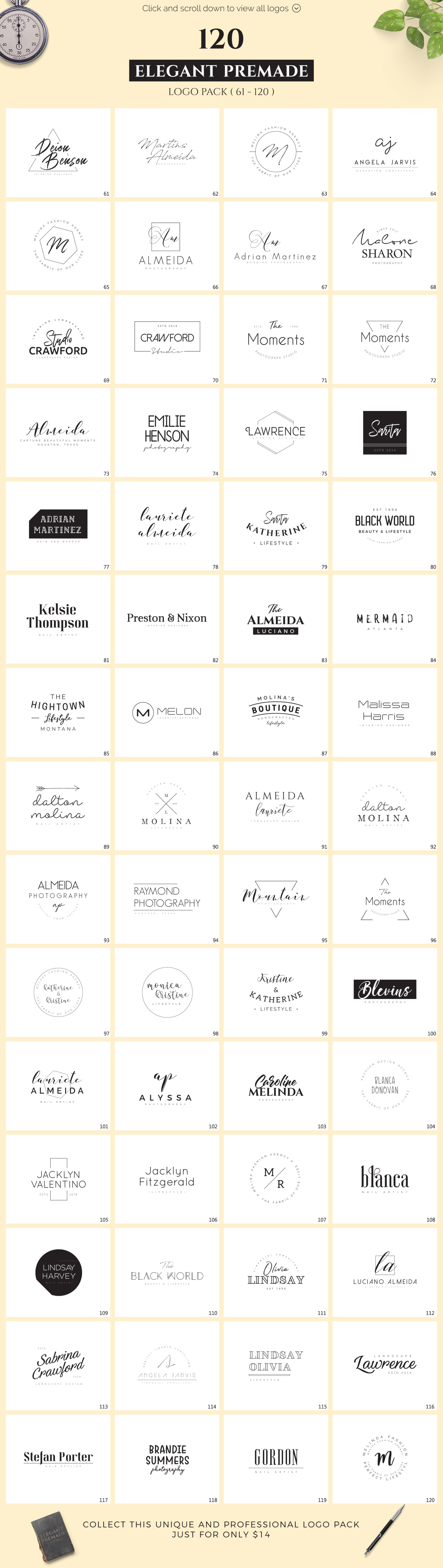 120 Elegant Premade Logo Pack 120 Elegant Premade Logo Pack
