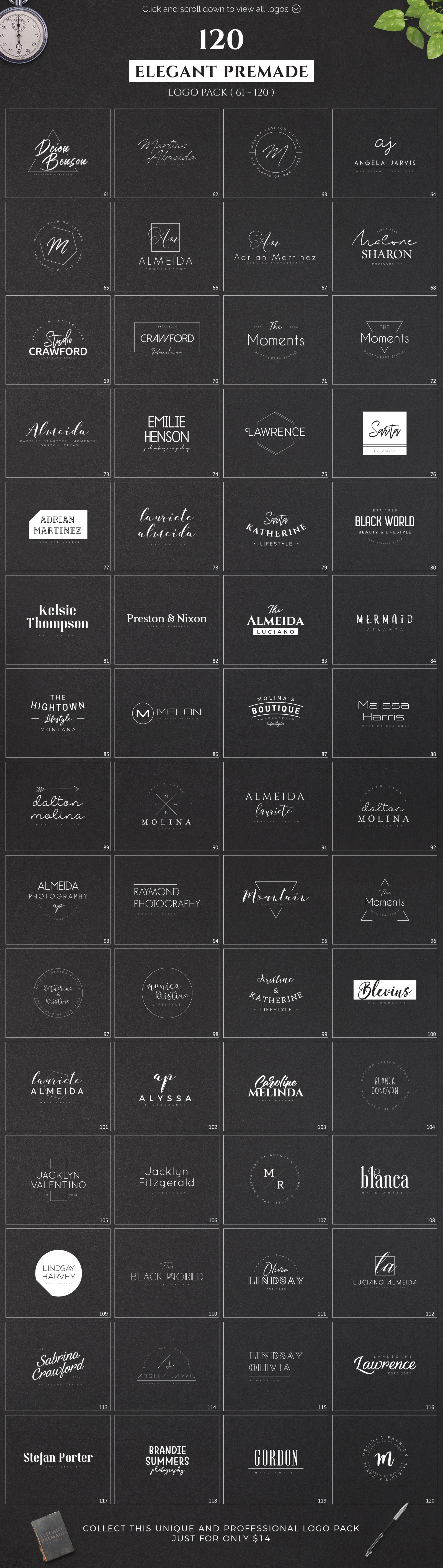 120 Elegant Premade Logo Pack 120 Elegant Premade Logo Pack