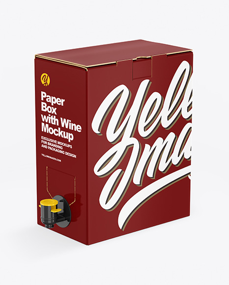 Glossy Paper Box with Wine Mockup