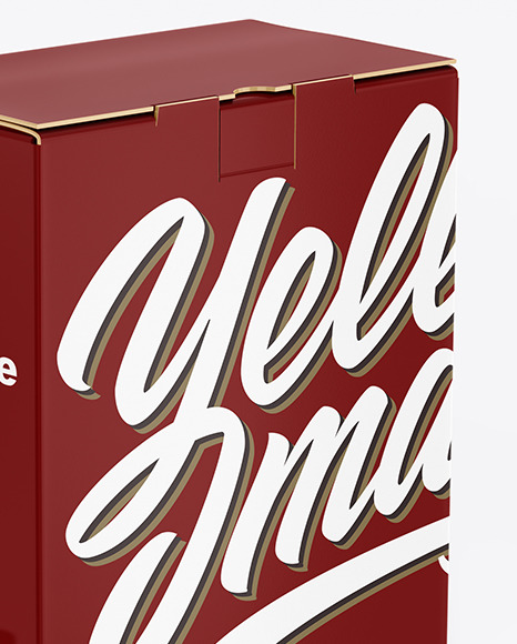 Glossy Paper Box with Wine Mockup