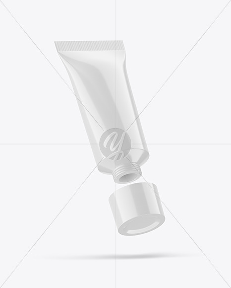 Opened Glossy Cosmetic Tube Mockup