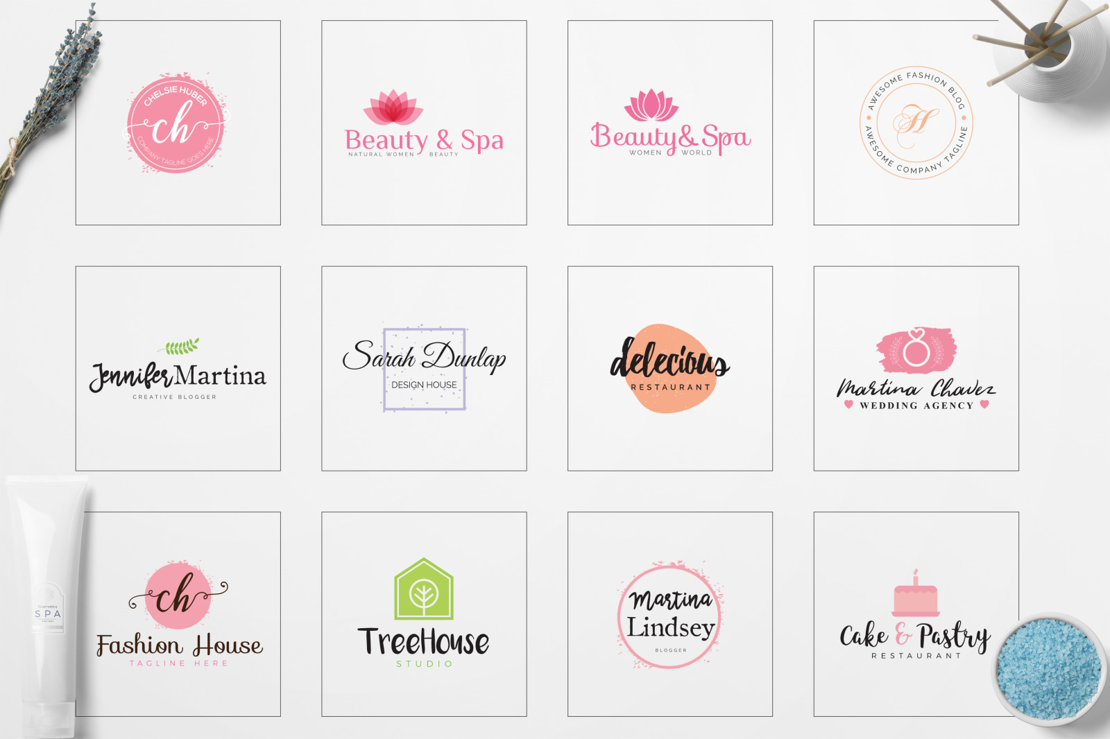 Feminine Minimal Branding Logo Pack