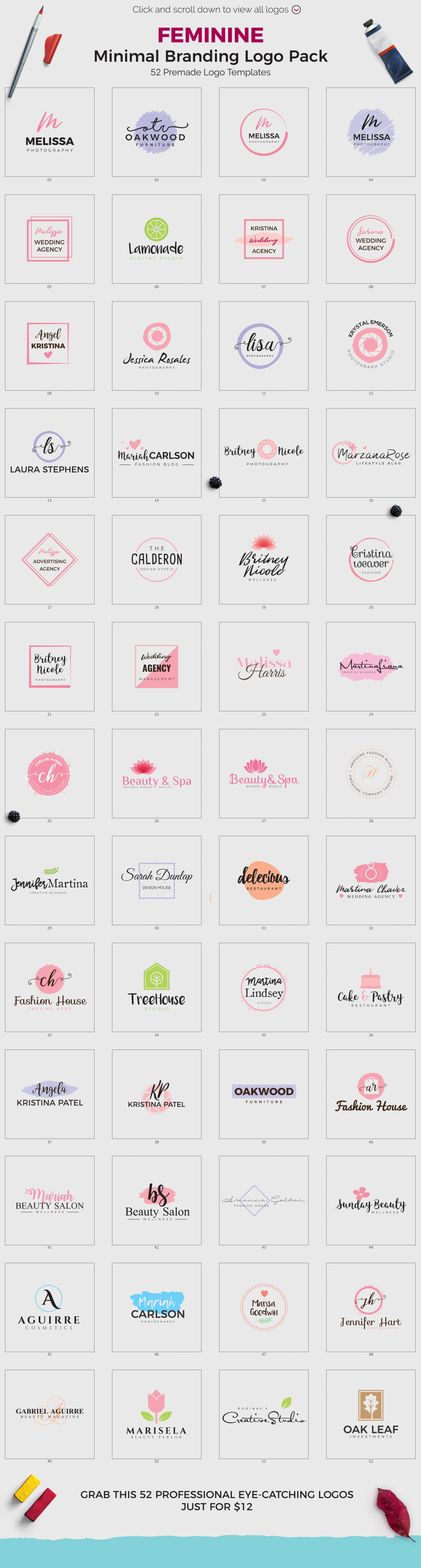 Feminine Minimal Branding Logo Pack