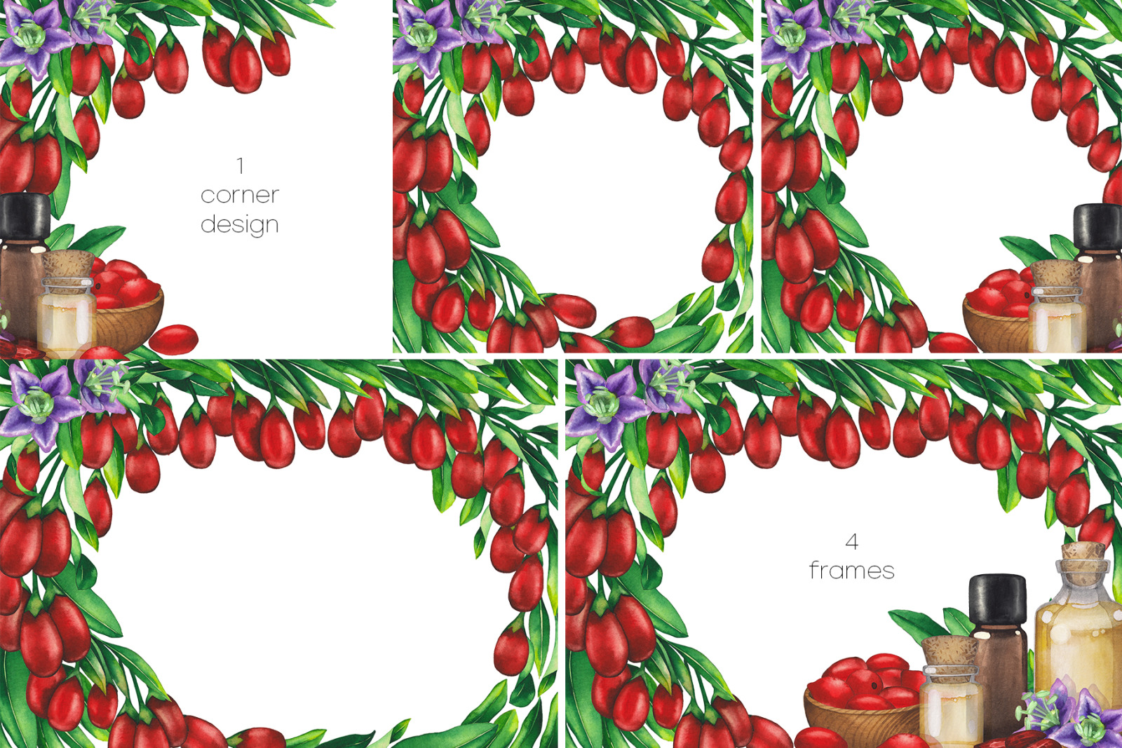 Watercolor goji collection Watercolor goji collection