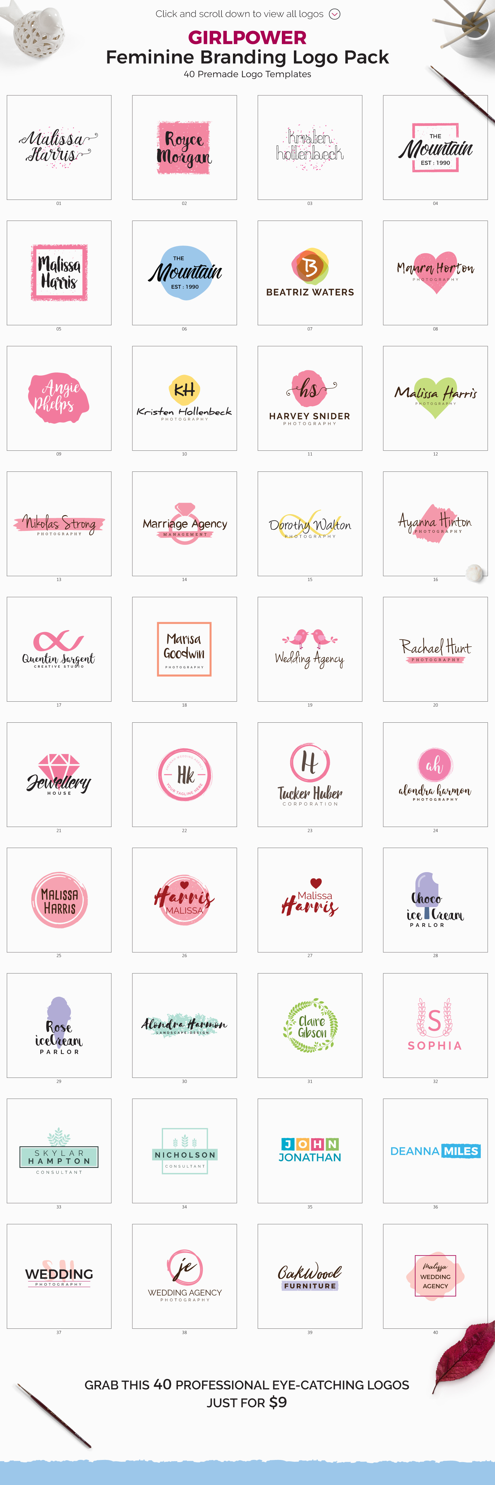 GIRLPOWER Feminine Branding Logo Pack GIRLPOWER Feminine Branding Logo Pack