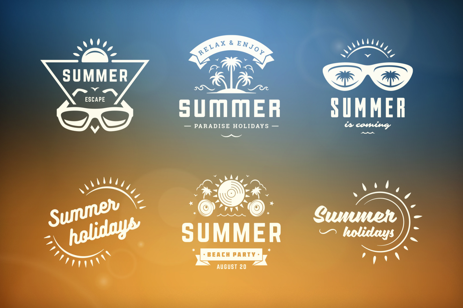 Summer Holidays Emblems & Badges Summer Holidays Emblems & Badges