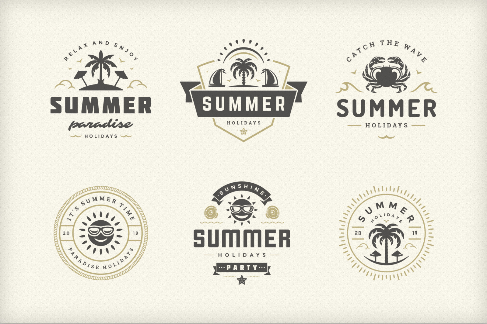 Summer Holidays Emblems & Badges Summer Holidays Emblems & Badges
