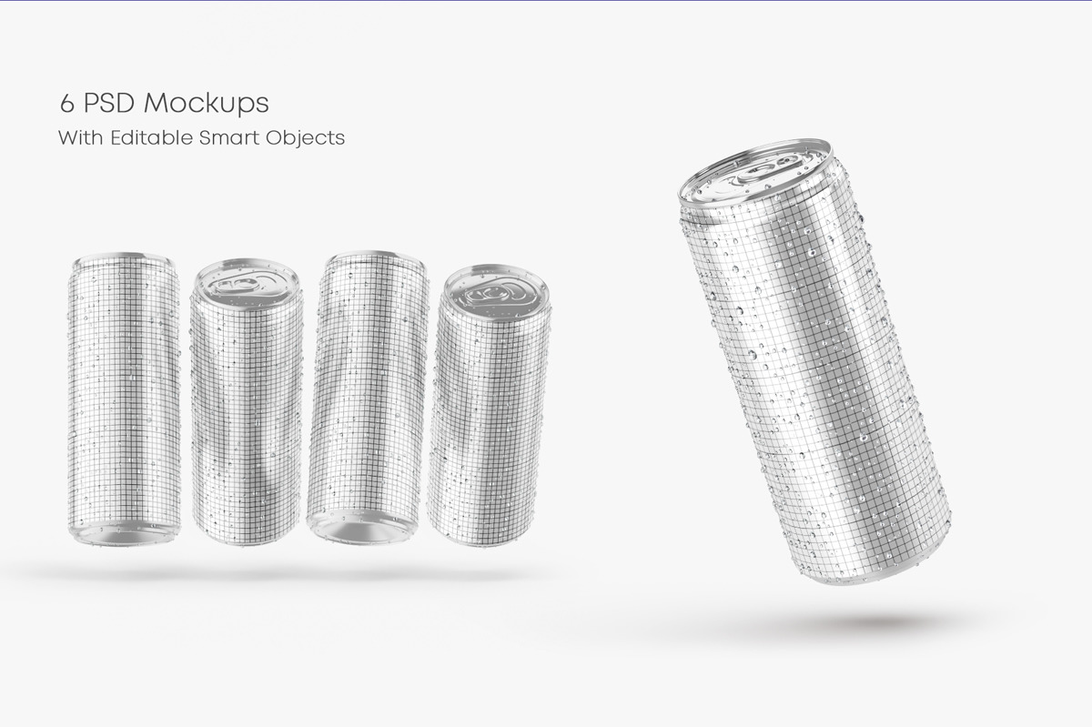 Glossy Metallic Can Mockup Set