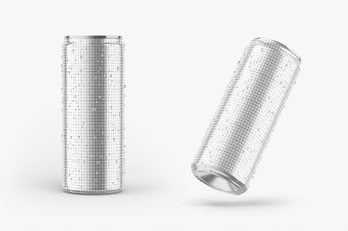 Glossy Metallic Can Mockup Set