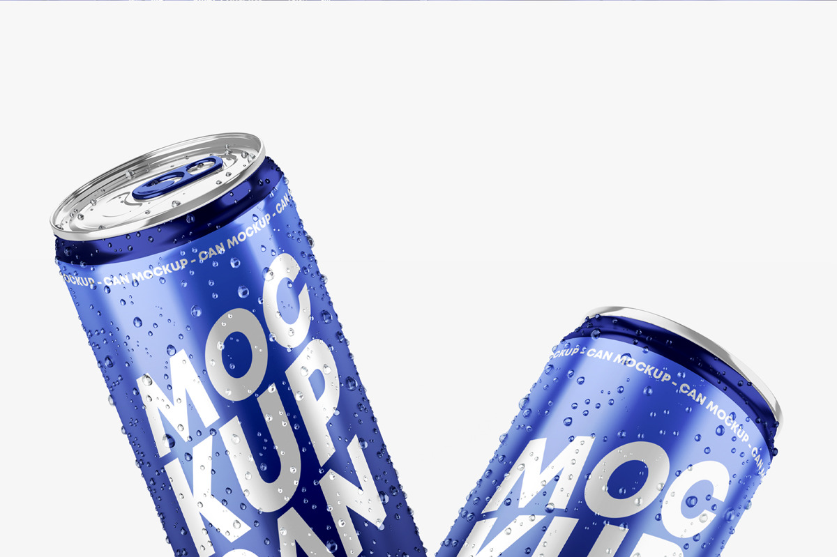 Glossy Metallic Can Mockup Set