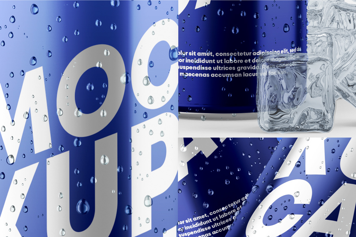 Glossy Metallic Can Mockup Set