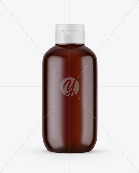 Amber Plastic Bottle Mockup