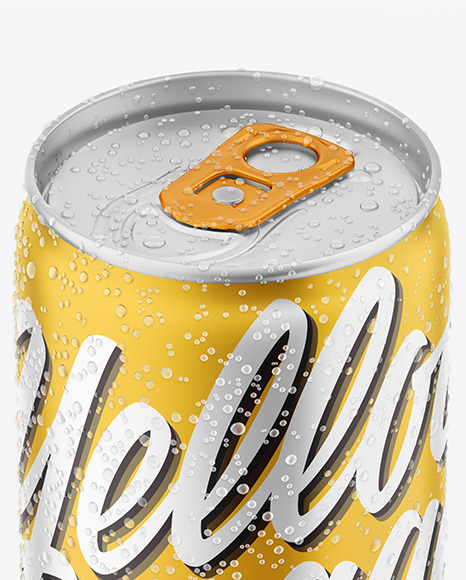 Matte Metallic Drink Can With Condensation Mockup