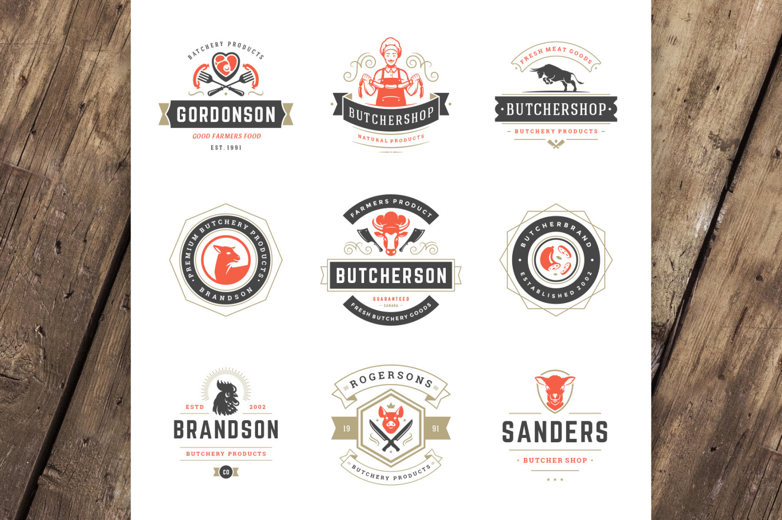 18 Meat Food Logos and Badges