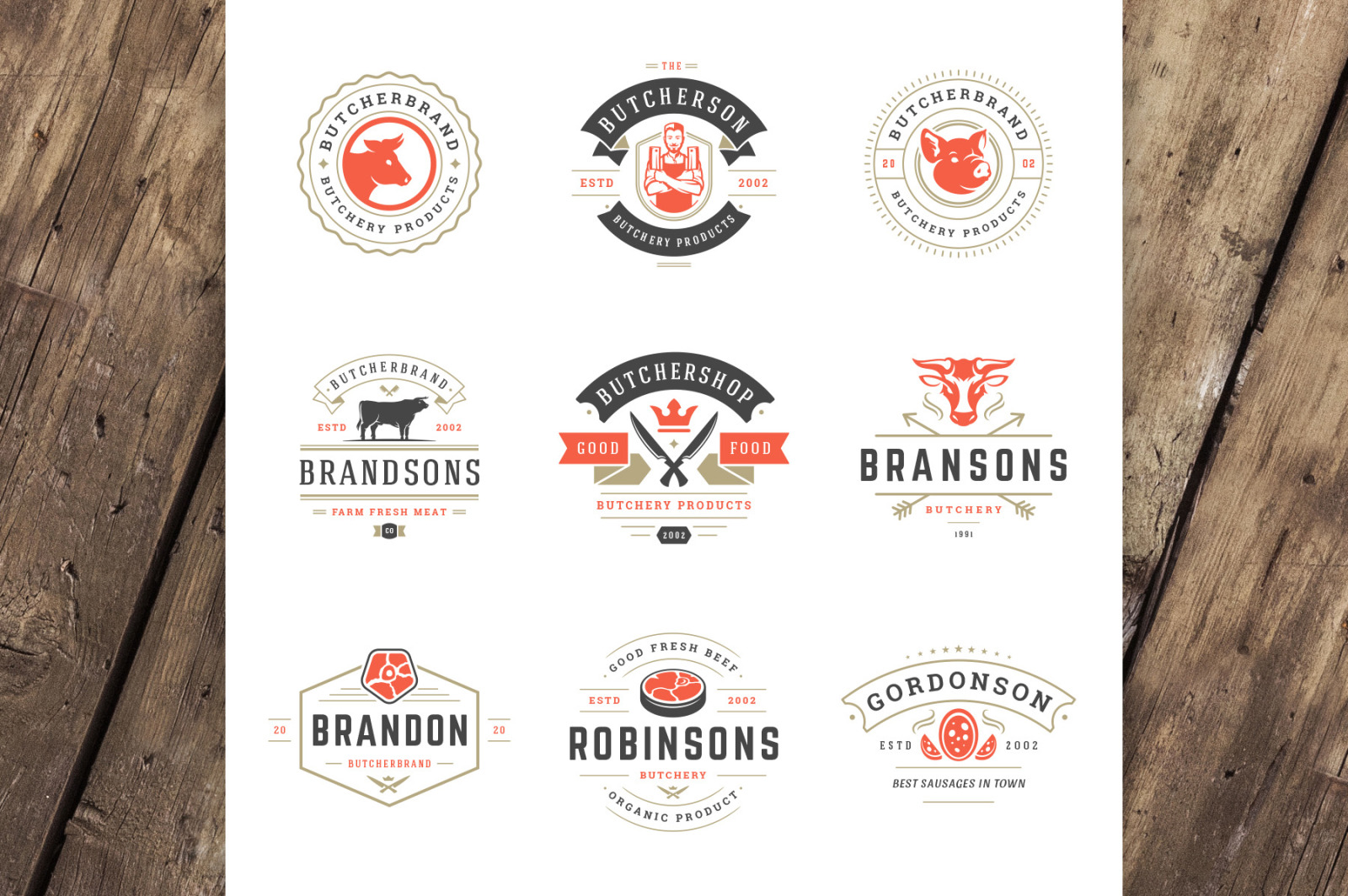 18 Meat Food Logos and Badges