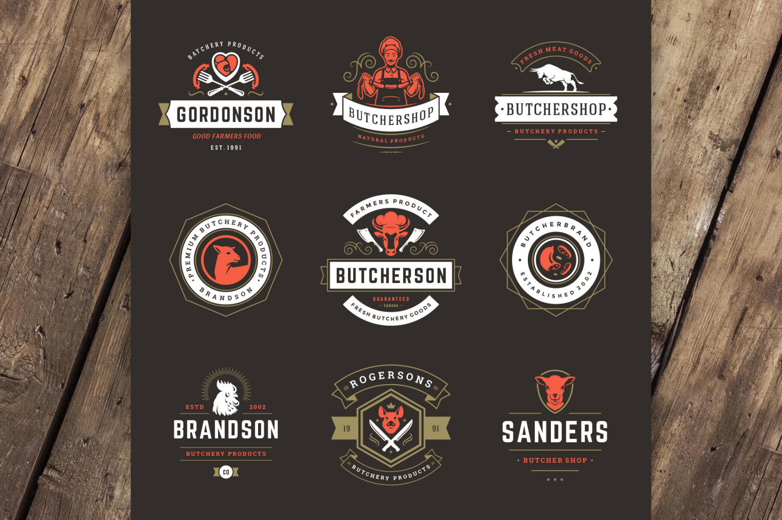 18 Meat Food Logos and Badges