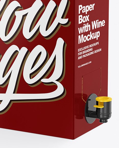 Glossy Paper Box with Wine Mockup