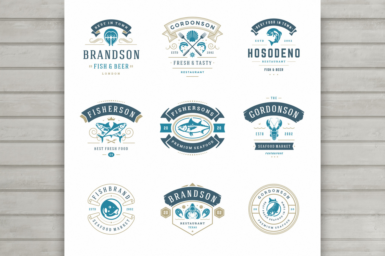 18 Seafood Logos & Badges 18 Seafood Logos & Badges