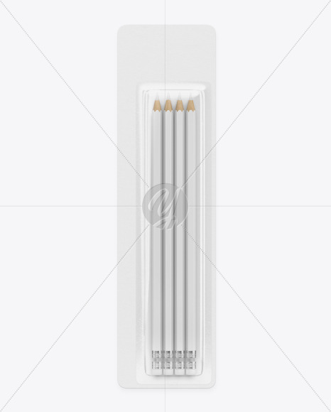 Blister Pack with 4 Pencils Mockup