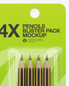 Blister Pack with 4 Pencils Mockup