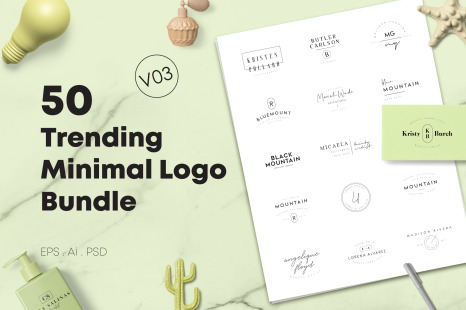 50 Trending Minimal Logo Bundle V03 - Premade logos