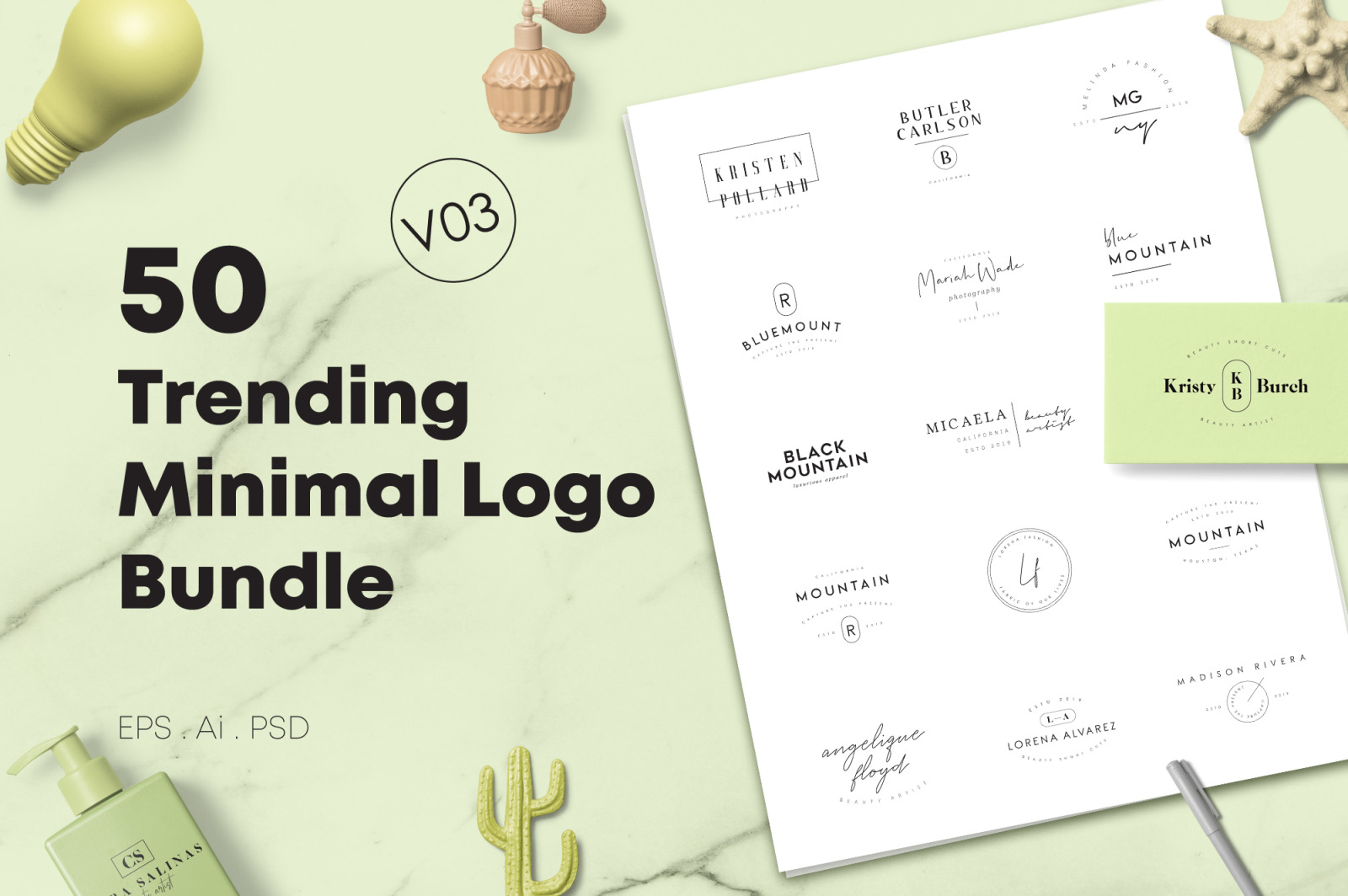 50 Trending Minimal Logo Bundle V03